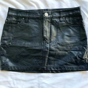 Leather mini skirt